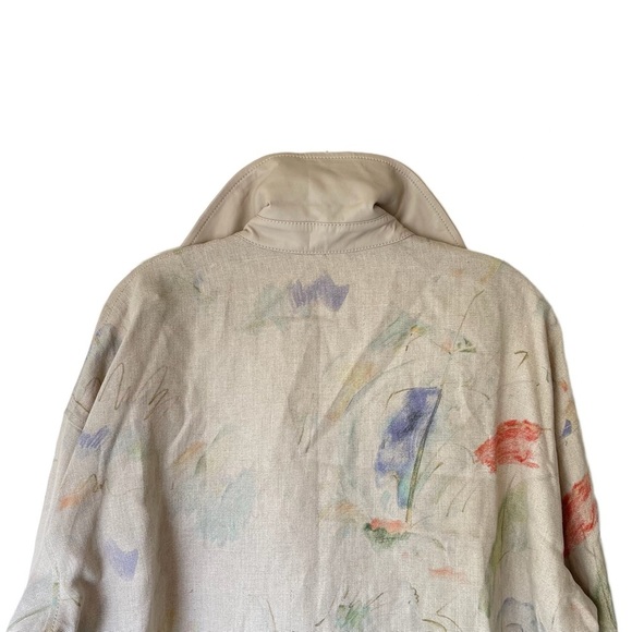 Lafayette 148 NY Modern Muse Linen Laurita Trench Coat Abstract M GUC - Picture 9 of 9